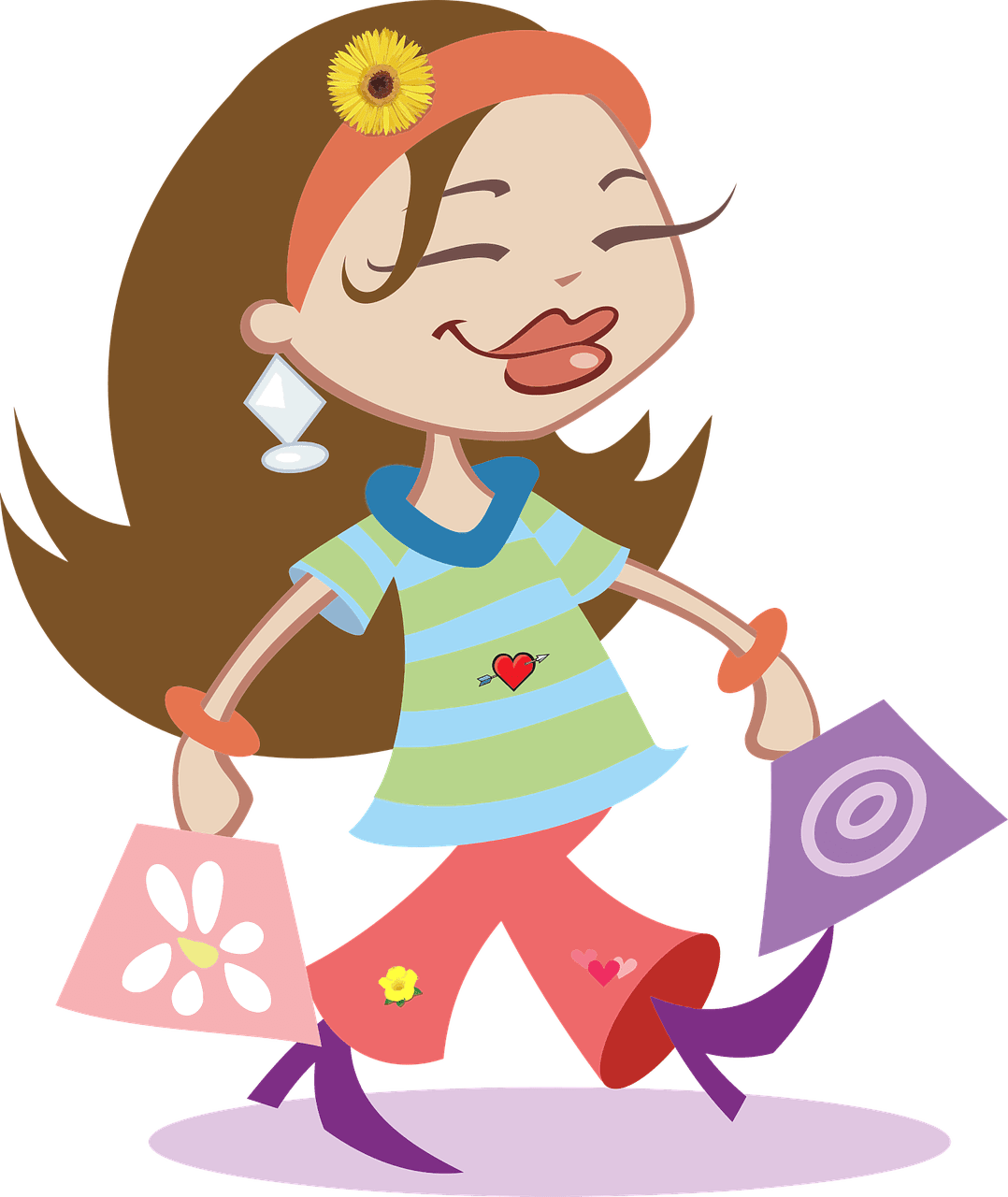 Cartoon woman with shopping bags
