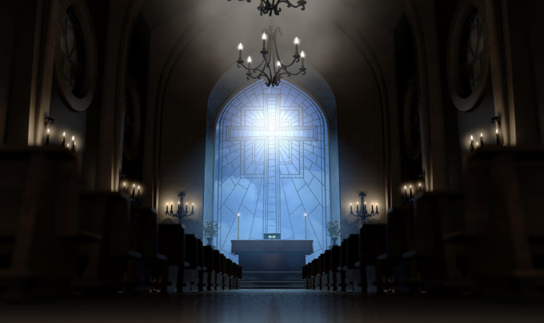 Church altar with candles