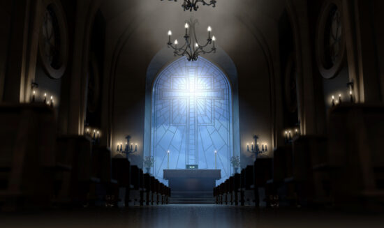 Church altar with candles