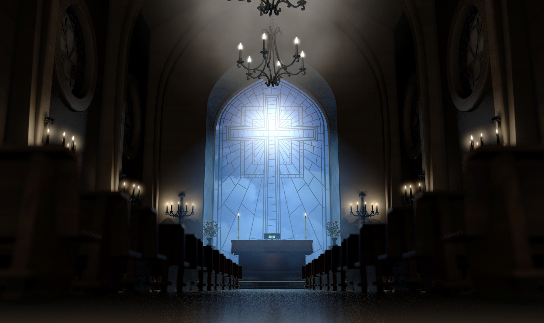 Church altar with candles