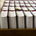 Prayer book open in a church pew